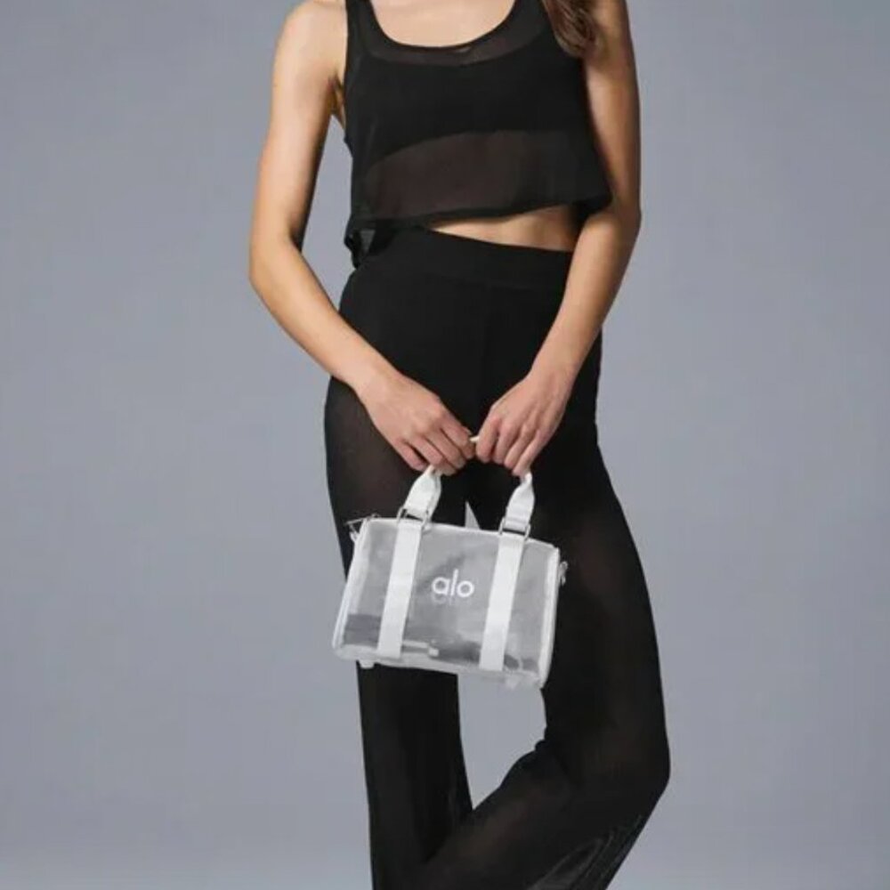 Alo Yoga Mini Sheer Duffle Bag - White Transparent , NEW